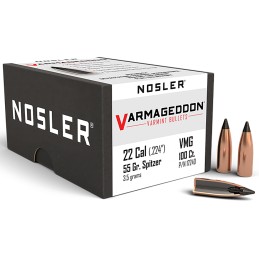 Nosler 17240 Varmageddon  22 Cal .224 55 gr Flat Base Tipped 100 Per Box