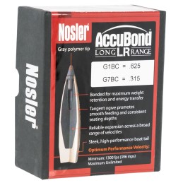 Nosler 58922 AccuBond Long Range 6.5mm .264 142 gr Spitzer Point 100 Per Box