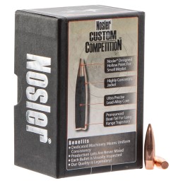 Nosler 53427 Custom Competition 6.5mm .264 100 gr Hollow Point Boat Tail 100 Per Box