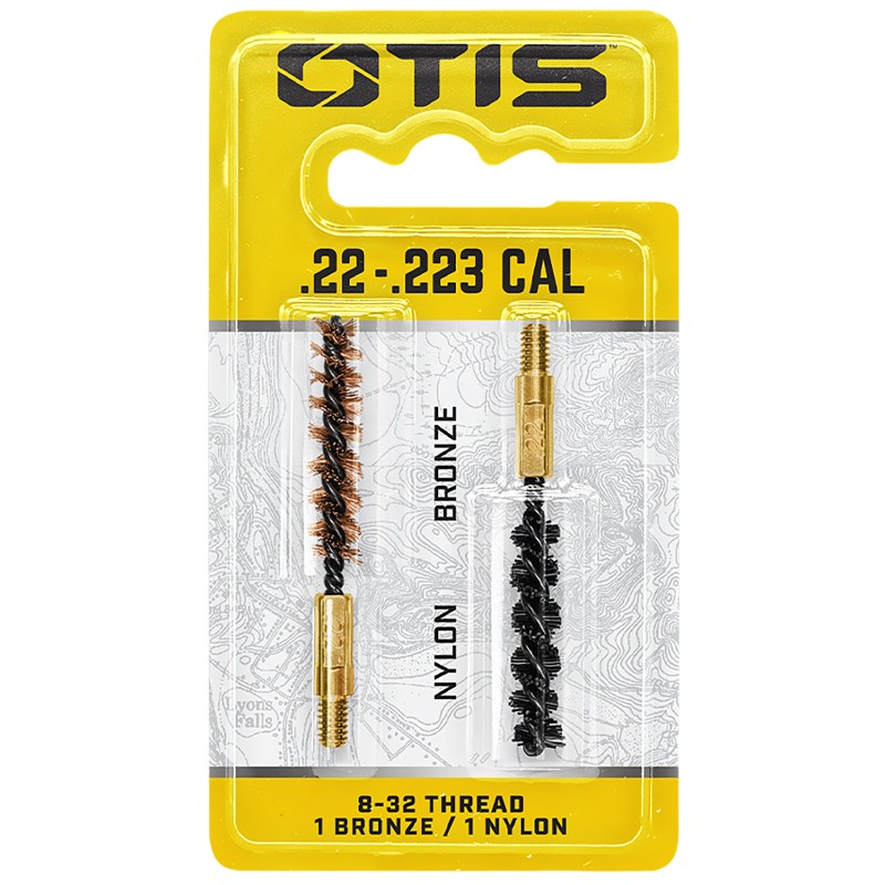 Otis FG322NB Bore Brush Set  5.56mm22 LR22250223 Cal 832 Thread 2 Long BronzeNylon Bristles 2 Per Pkg