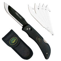 Outdoor Edge RL10C RazorLite  3.50 Folding Plain Black Oxide 420J2 SS Blade TPR Black Handle