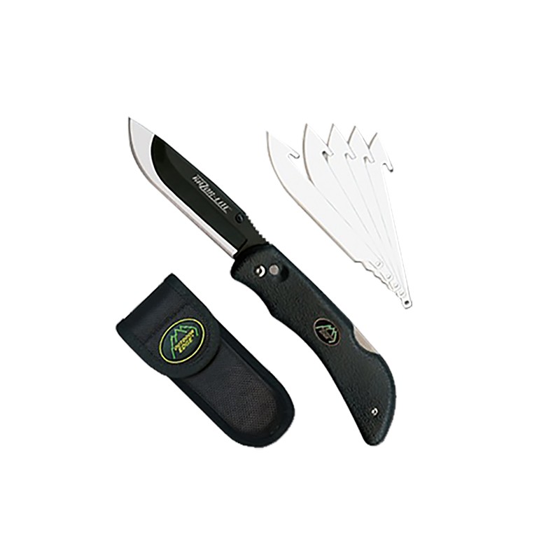 Outdoor Edge RL10C RazorLite  3.50 Folding Plain Black Oxide 420J2 SS Blade TPR Black Handle