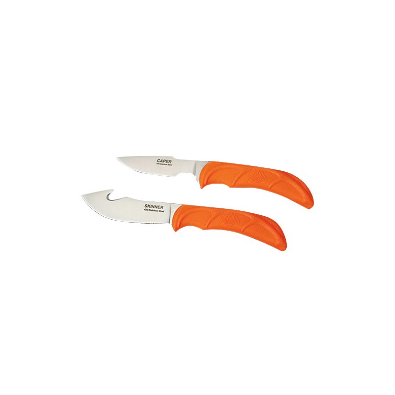 Outdoor Edge WR1C WildPair  2.504 Fixed Gut HookCaper PlainGut Hook 420J2 Stainless Steel Blade TPR Blaze Orange Handle