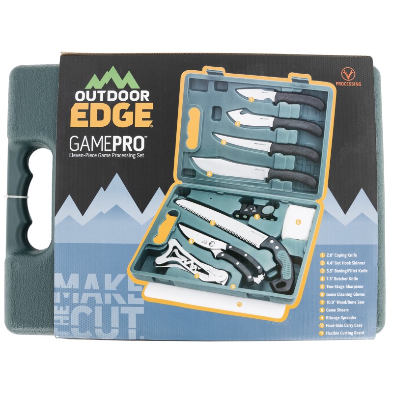 Outdoor Edge GP1 Game Pro Game Processor Kit 420J2 Stainless Steel Black Nonslip TPR