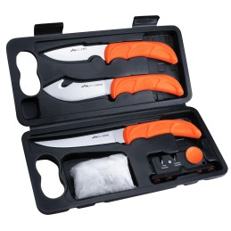 Outdoor Edge WL6 WildLite Game Processor Kit Fixed BoningCaperSkinner Plain 420J2 SS Blades Blaze Orange Textured TPR Handles 5 