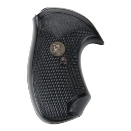 Pachmayr 03147 Compact Grip Checkered Black Rubber with Finger Grooves for Small Rossi Revolvers