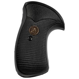 Pachmayr 03270 Compact Grip Checkered Black Rubber for SW KL Frame with Round Butt