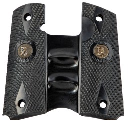 Pachmayr 05008 Signature Grip Checkered Black Rubber with Finger Grooves for 1911