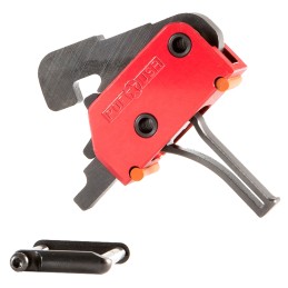 Patriot Ordnance Factory 00858 DropIn  SingleStage Flat Trigger with 3.50 lbs Draw Weight  BlackRed Finish for ARPlatform