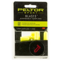 Peltor 97080 Sport Blast Earplugs Foam 32 dB In The Ear Yellow Adult 3 Pair