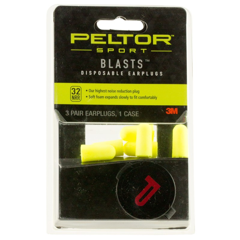 Peltor 97080 Sport Blast Earplugs Foam 32 dB In The Ear Yellow Adult 3 Pair