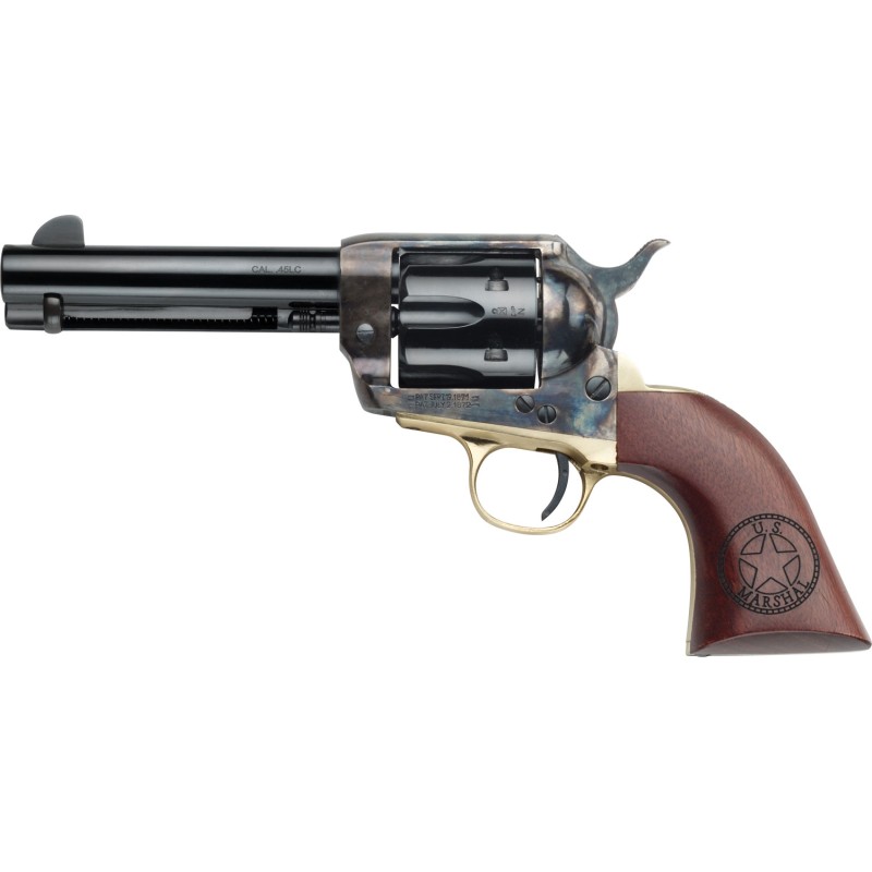 Pietta HF45USM434COMB 1873 Great Western II U.S. Marshal 45 Colt Long Colt 6rd 4.75 Blued Steel Barrel  Cylinder Blued Steel Fra