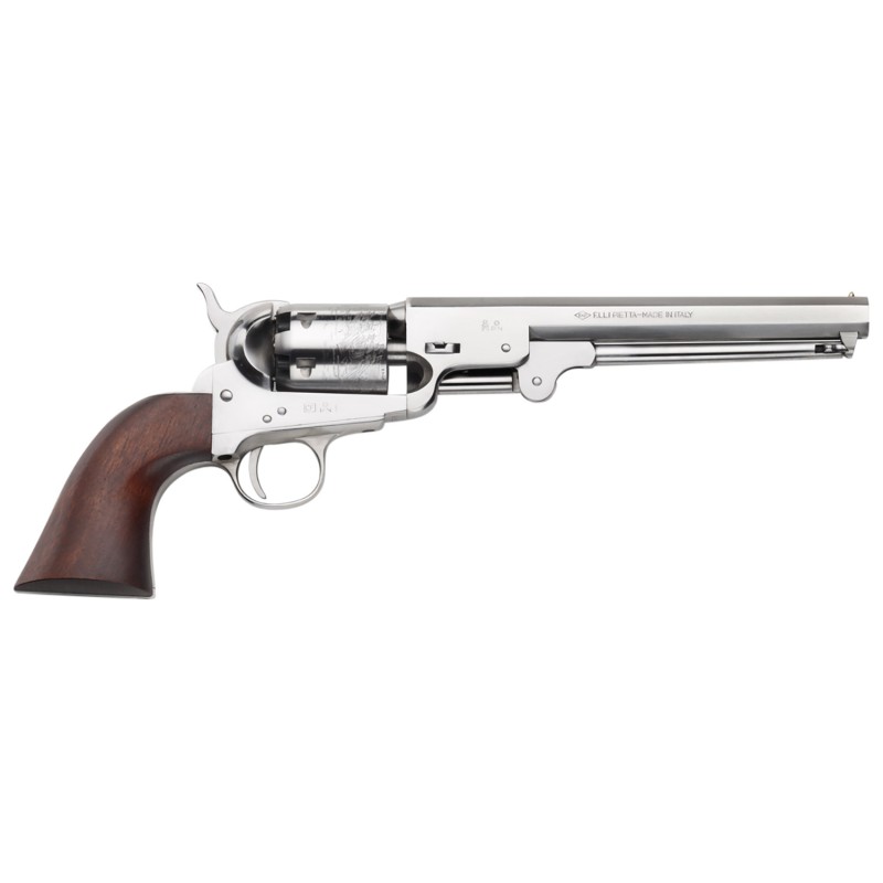 Pietta PF51OS36712 1851 Navy Old Silver 36 Cal 7.50 6rd Old Silver Frame  Octagon Barrel Walnut Grip