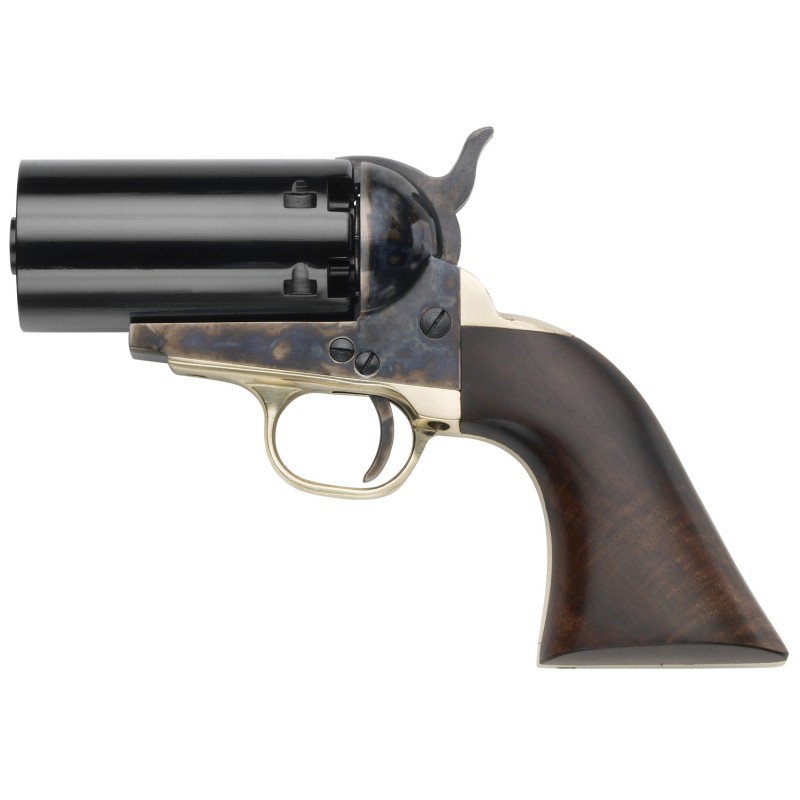 Pietta PF51PEPPER36 1851 Navy Yank Pepperbox 36 Cal 6rd Color Case Hardened Frame Walnut Grip No Barrel