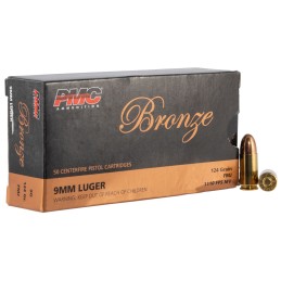 PMC 9G Bronze  9mm Luger 124 gr Full Metal Jacket 50 Per Box 20 Case