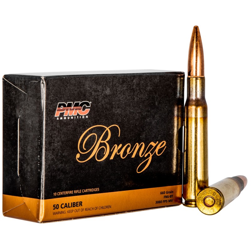 PMC 50A Bronze  50 BMG 660 gr Full Metal Jacket Boat Tail 10 Per Box 20 Case