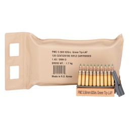 PMC 556M55BP XTac Battle Pack 5.56x45mm NATO 62 gr Light Armor Piercing Green Tip 120 Per Box 5 Case