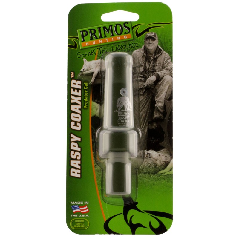 Primos PS323 Raspy Coaxer  Open Call RabbitRodent Sounds Attracts Predators Green Plastic