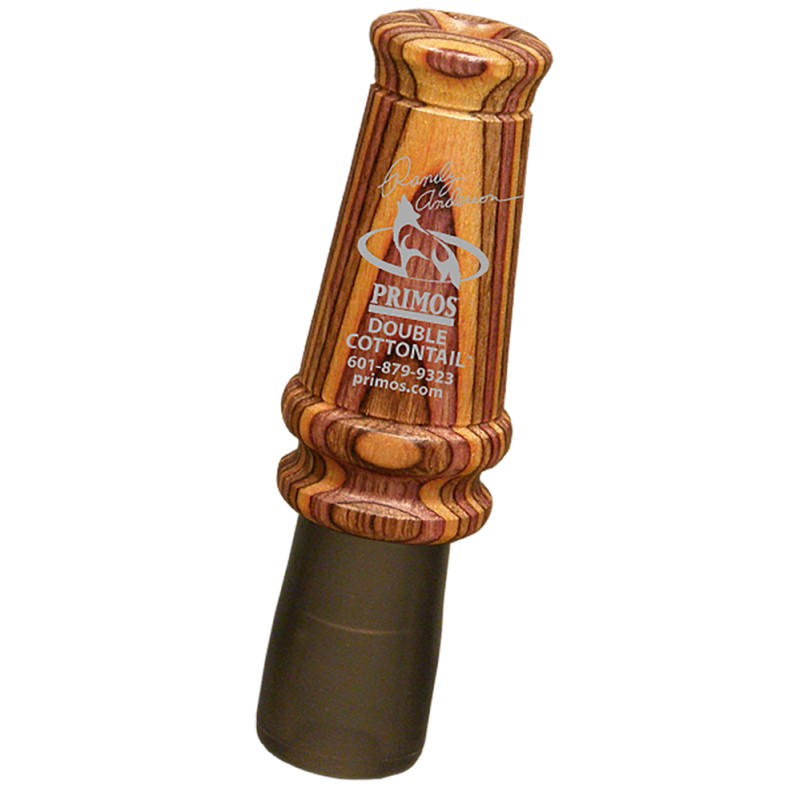 Primos PS365 Randy Anderson Double Cottontail Open Call Double Reed Attracts Predators Brown Laminated Wood