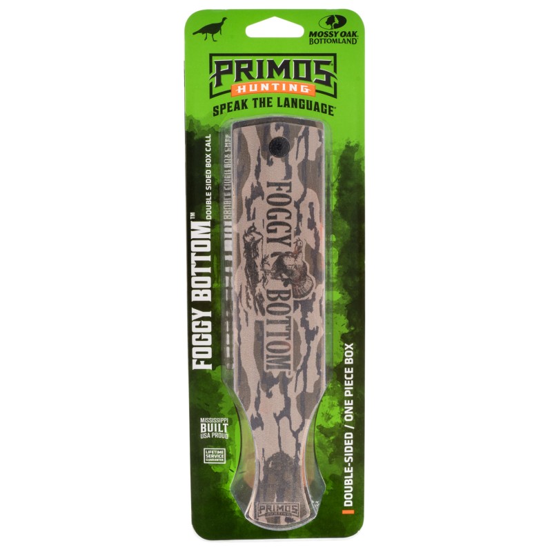 Primos PS2960 Foggy Bottom  Box Call Turkey Hen Sounds Attracts Turkeys Mossy Oak Original BottomLand Wood