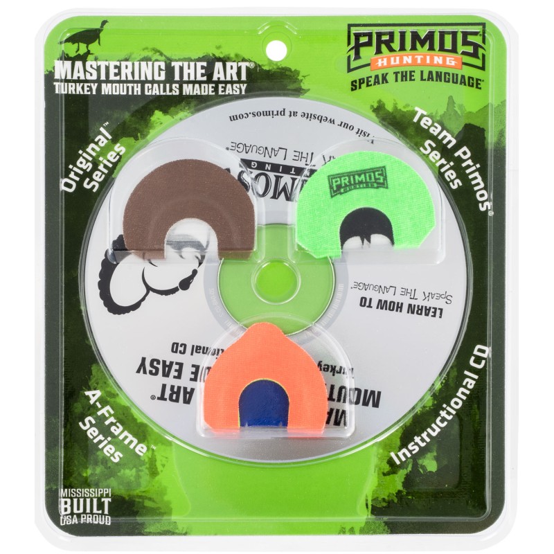 Primos PS1243 Mastering the Art Call Pack Diaphragm Call Attracts Turkeys Multi Color Blister Pack