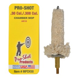 ProShot MPCH30 Chamber Mop Military Style .30 .308 7.62x51mm NATO AR Platform 832 Thread 100 Cotton Mop Brass Core