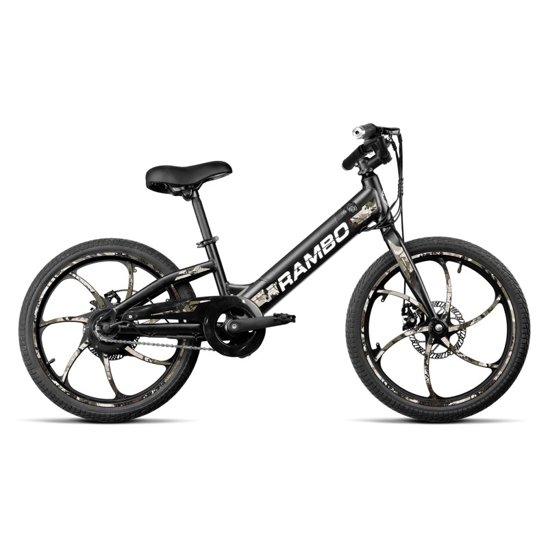 Rambo Bikes R250TB Trailbreaker Kids Matte Black Single Speed 250W Hub Motor 17 mph Speed