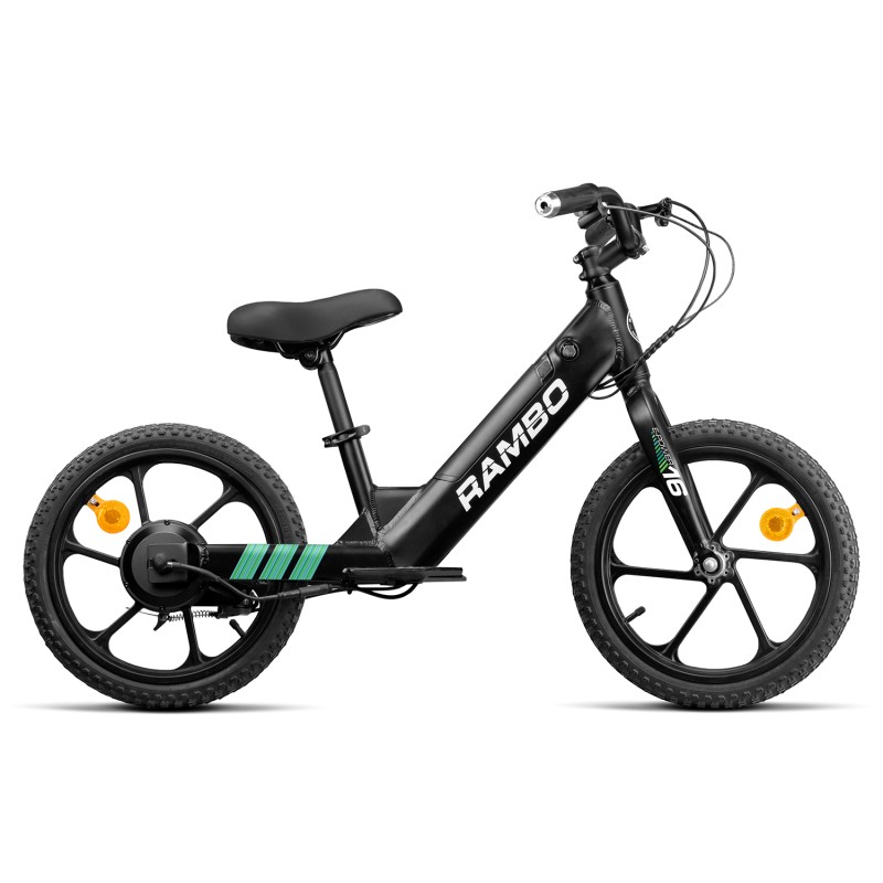 Rambo Bikes R250LB Lil Whip Kids Matte Black 16 Frame Single Speed 250W Hub Motor 14 mph Speed