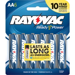 Rayovac 8156F AA  1.5V Alkaline 2700 mAh 6 Pack