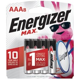 Energizer E92MP8 MAX AAA Batteries  Alkaline 1.5 Volts Qty 24 8 Pack