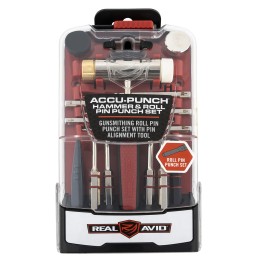 Real Avid AVHPSRP AccuPunch Hammer  Roll Pin Punch Set BlackRed Steel Rubber Handle