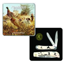 Remington Accessories 15684 Flushing Pheasant Limited Edition Gift Tin 2.753.50 Folding Plain Stainless Steel Blade White wEtche