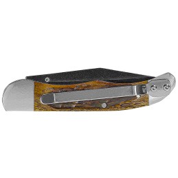 Remington Accessories 15647 Backwoods  Folding Stonewashed Carbon Steel Blade Coffee Brown wRemington Medallion Bone Handle