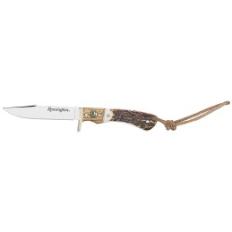 Remington Accessories 15655 Guide Jr. Fixed Skinner Stainless Steel Blade BrownWhiteSilver wRemington Shield Stag BoneNickle Han