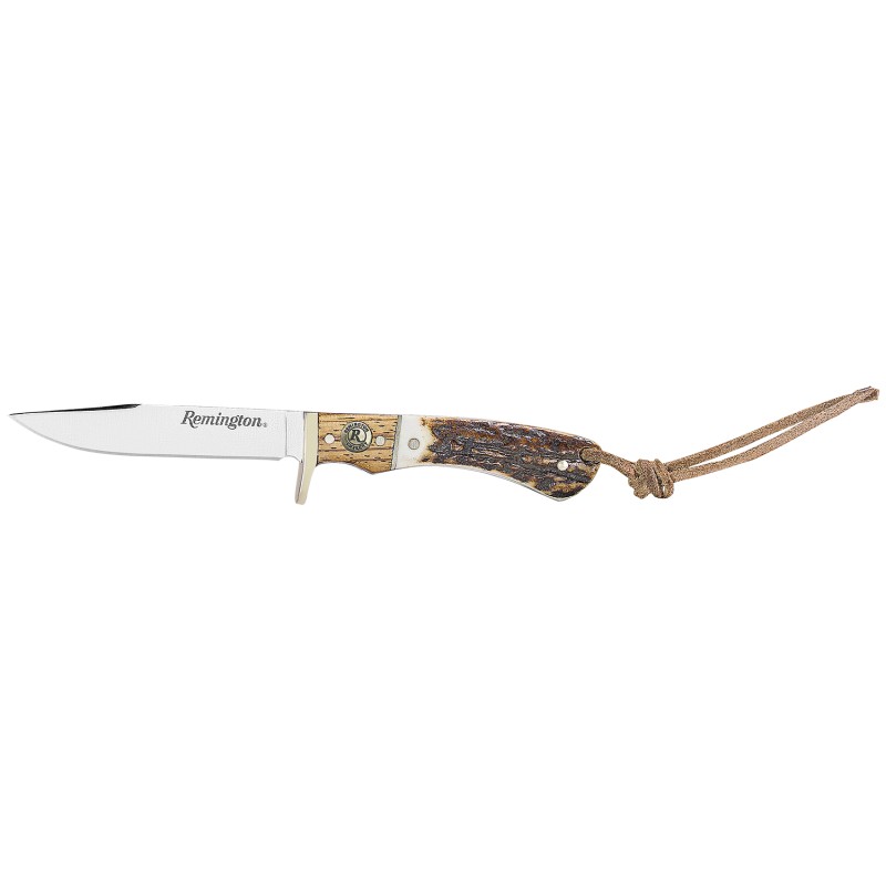 Remington Accessories 15655 Guide Jr. Fixed Skinner Stainless Steel Blade BrownWhiteSilver wRemington Shield Stag BoneNickle Han