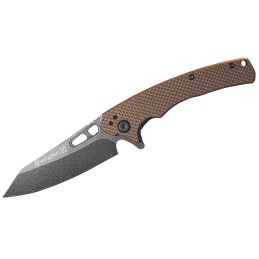 Remington Accessories 15664 EDC  Folding Caper Stonewashed D2 Steel Blade Tan G10 Handle Includes Pocket Clip