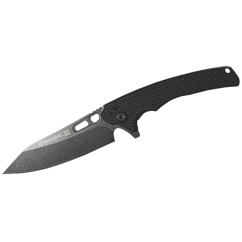 Remington Accessories 15666 EDC  Folding Caper Stonewashed D2 Steel Blade Black G10 Handle Includes Pocket Clip