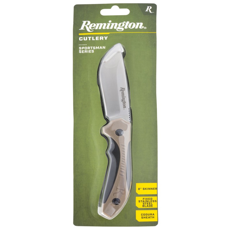 Remington Accessories 15675 Sportsman  Fixed Skinner 8Cr13MoV SS Blade BlackTan GRN Handle Includes Sheath