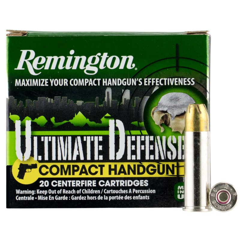 Remington Ammunition 28965 Ultimate Defense Compact Handgun 38 Special P 125 gr Brass Jacket Hollow Point 20 Per Box 25 Case