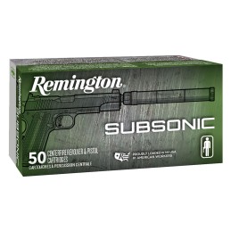 Remington Ammunition 28435 Subsonic  9mm Luger 147 gr Flat Nose Enclosed Base 50 Per Box 10 Case