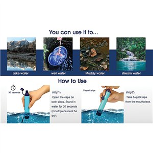 Water Filter Straw Blue