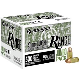 Remington Ammunition R27779 Range Jumbo Pack 9mm Luger 115 gr Full Metal Jacket 500 Per Box