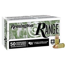 Remington Ammunition R27780 Range  9mm Luger 124 gr Full Metal Jacket 50 Per Box 20 Case