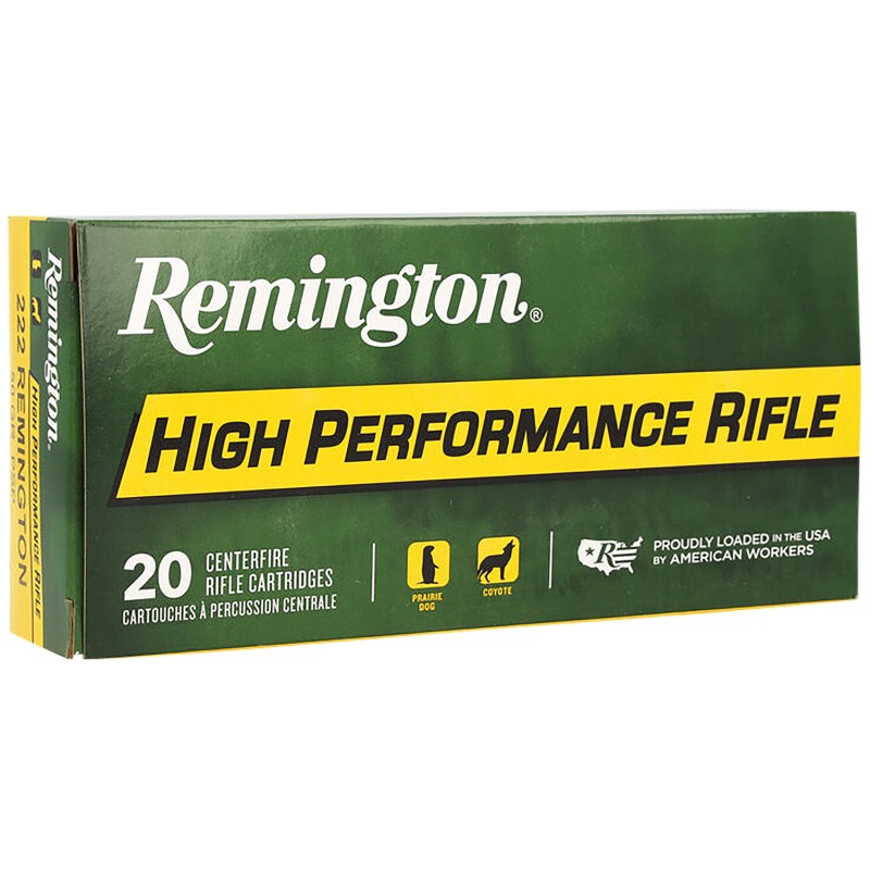 Remington Ammunition 21303 High Performance Rifle 222 Rem 50 gr Pointed Soft Point 20 Per Box 10 Case