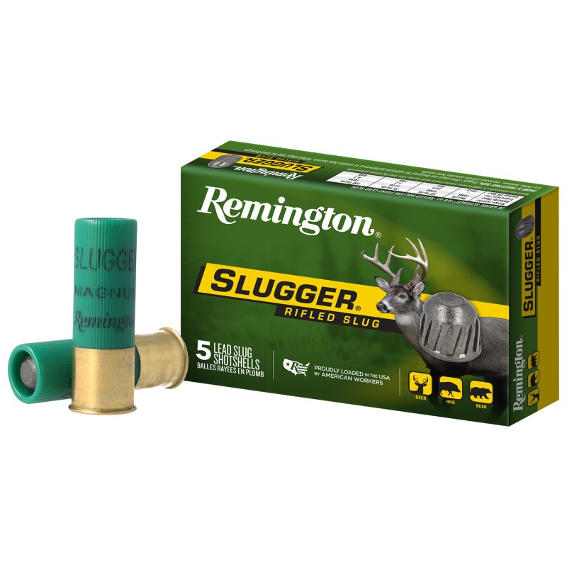 Remington Ammunition 20270 Slugger  12 Gauge 3 1 oz Rifled Slug Shot 5 Per Box 50 Cs