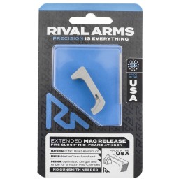 Rival Arms RA72G002D Magazine Release  Glock Gen4 Extended Matte Anodized Silver Aluminum