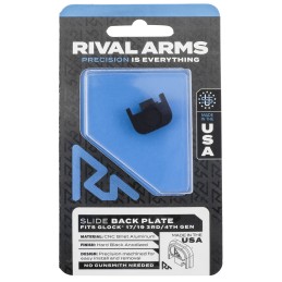 Rival Arms RA43G001A Slide Back Cover Plate  Double Stack Black Anodized Aluminum for Glock 17 19 Gen34