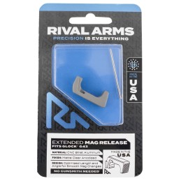 Rival Arms RA72G003D Magazine Release  Extended Silver Aluminum for Glock 43