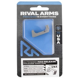 Rival Arms RA72G004D Magazine Release  Extended Silver Aluminum for Glock 43X 48