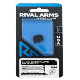 Rival Arms RA43G003A Slide Back Cover Plate  Single Stack Black Anodized Aluminum for Glock 42